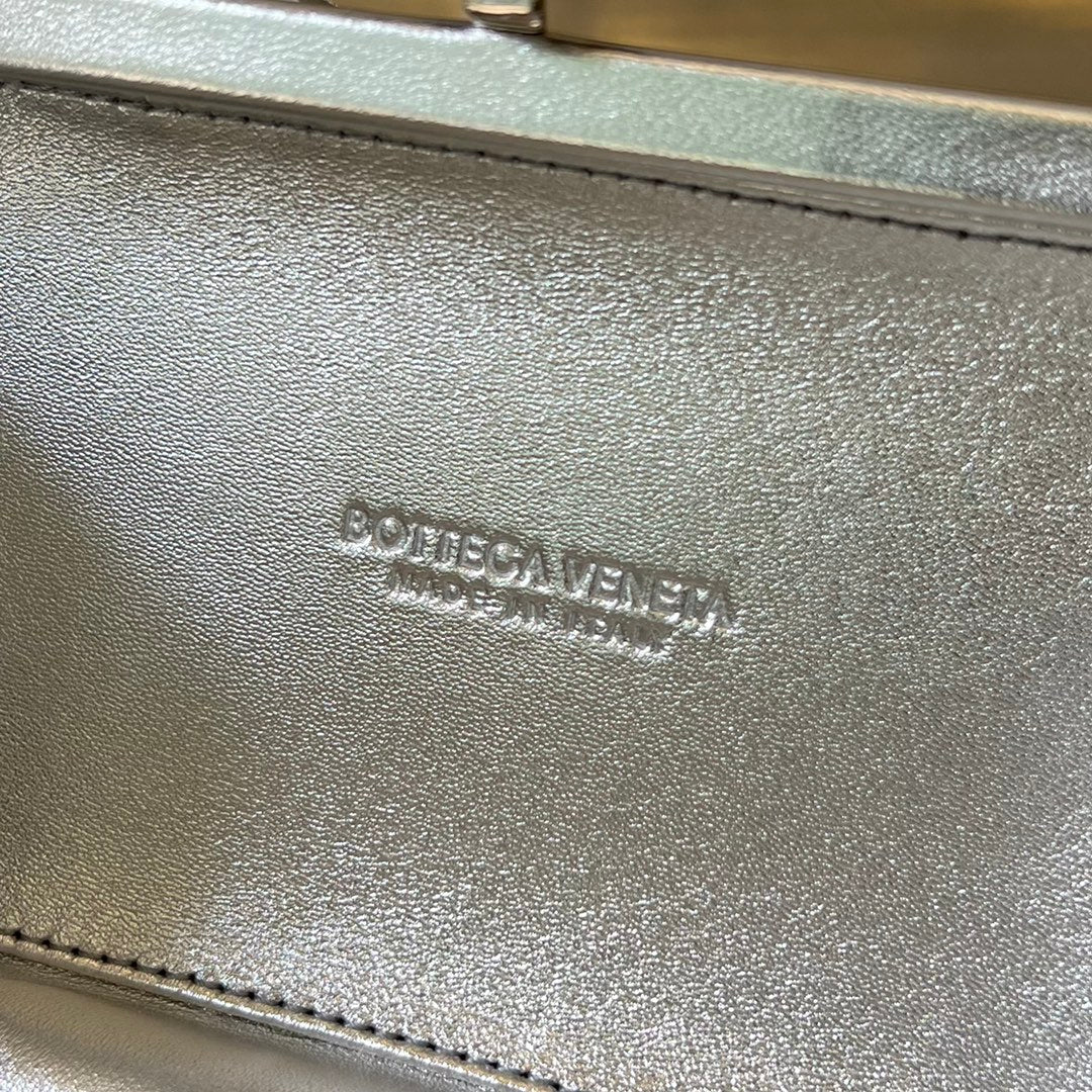 Bottega Veneta Silver Knot 19 in Silver Lambskin Bag
