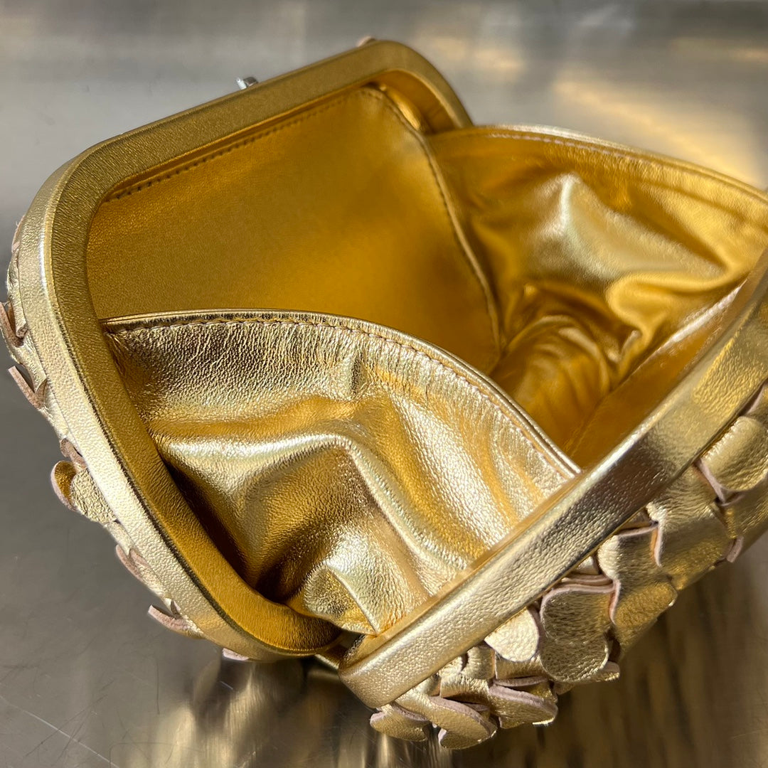 Bottega Veneta Silver Knot 19 in Golden Lambskin Bag
