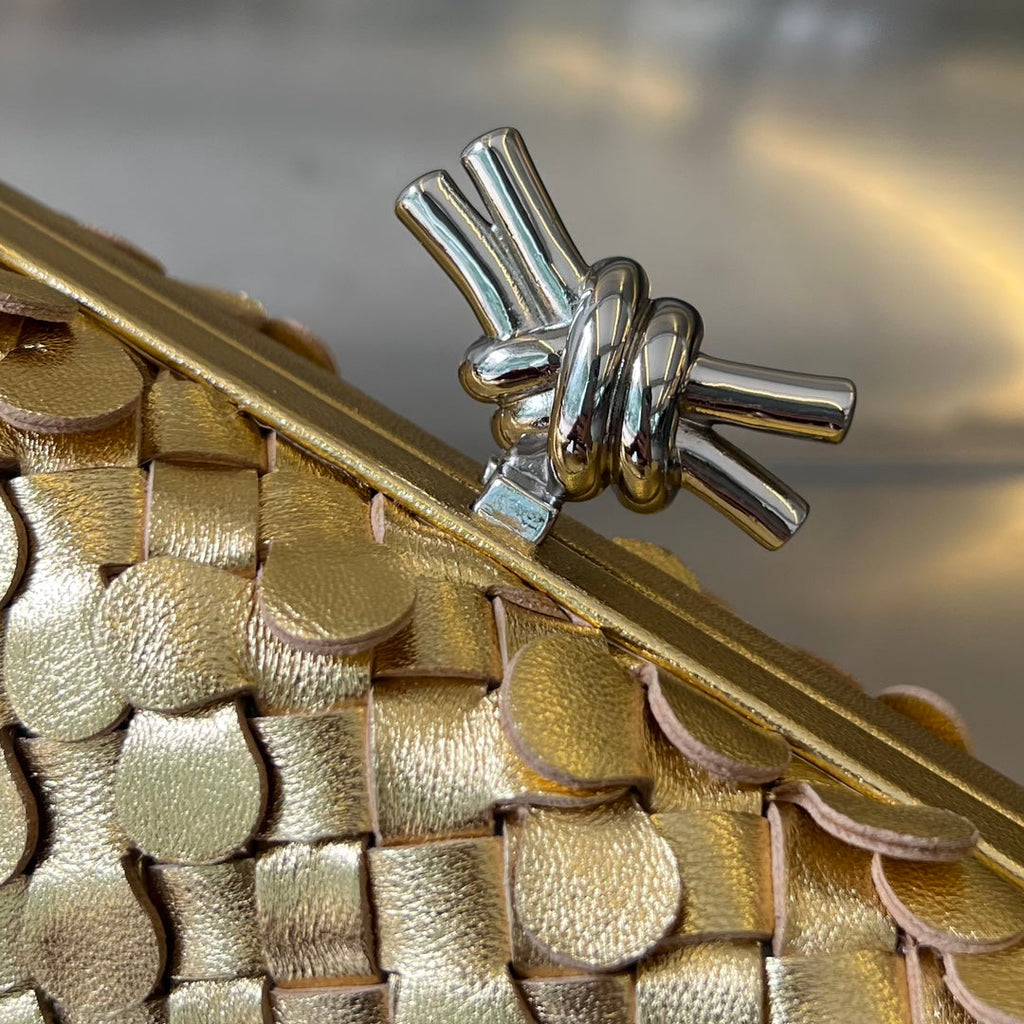 Bottega Veneta Silver Knot 19 in Golden Lambskin Bag