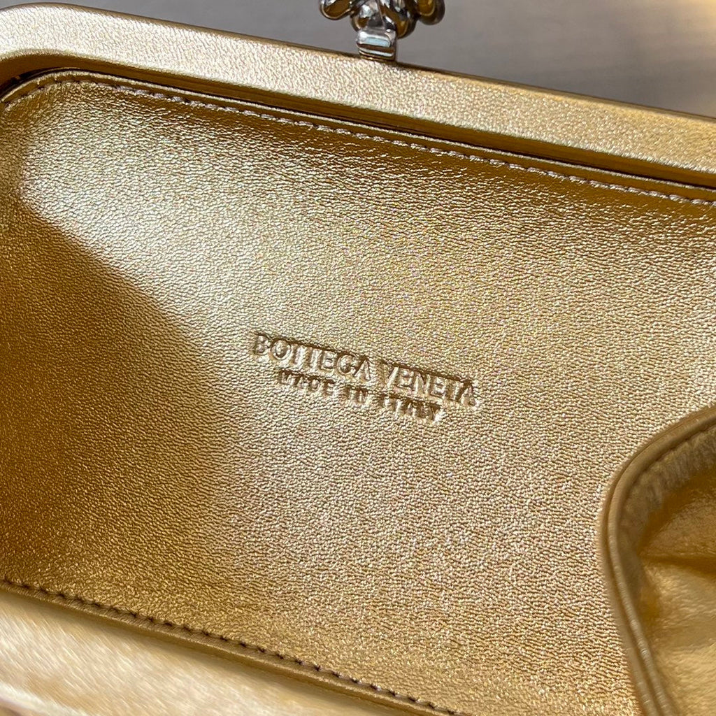 Bottega Veneta Silver Knot 19 in Golden Lambskin Bag