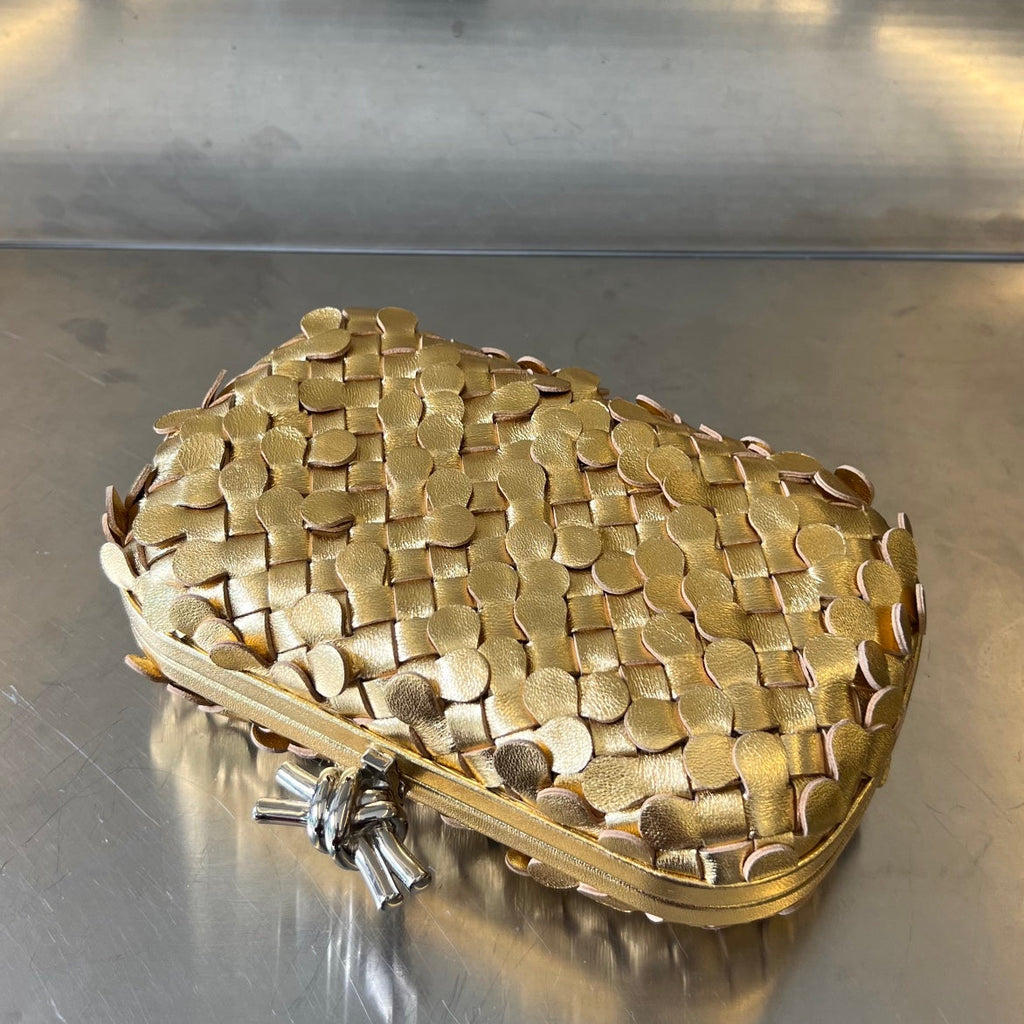 Bottega Veneta Silver Knot 19 in Golden Lambskin Bag
