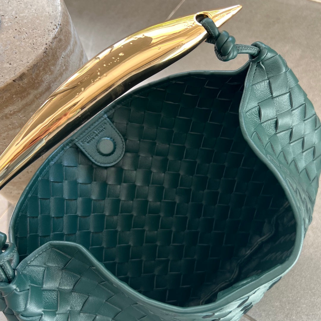 Bottega Veneta Sardine 33 with Chain in Dark Green Lambskin Bag