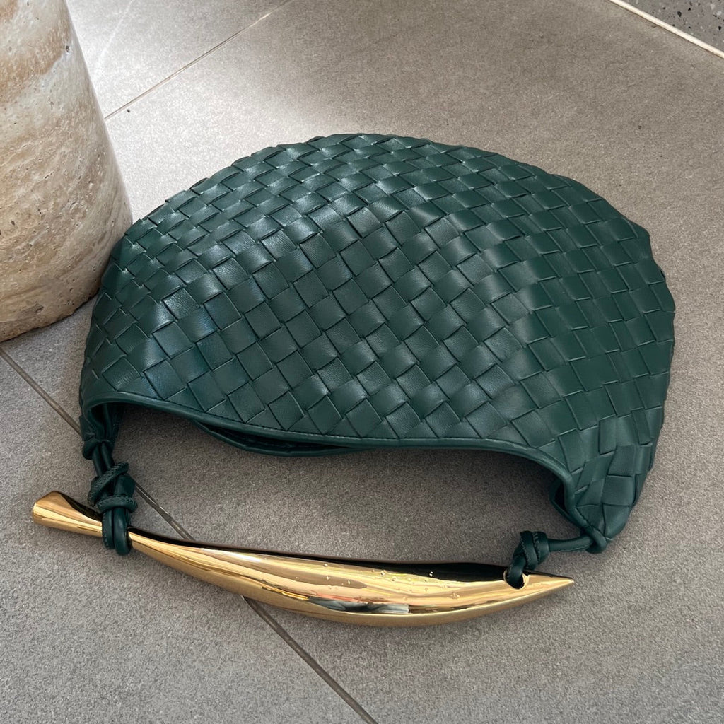 Bottega Veneta Sardine 33 with Chain in Dark Green Lambskin Bag