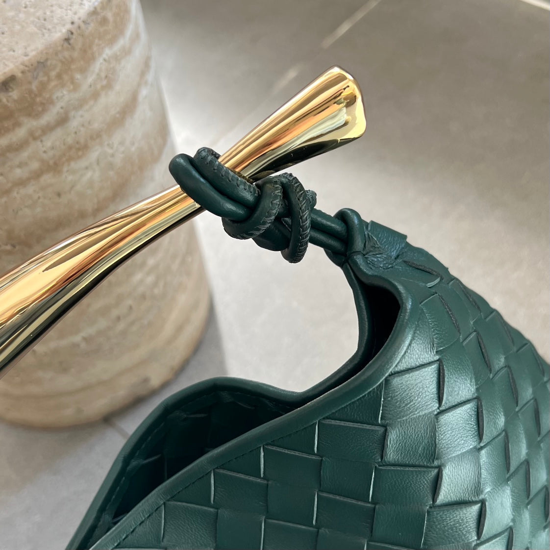 Bottega Veneta Sardine 33 with Chain in Dark Green Lambskin Bag