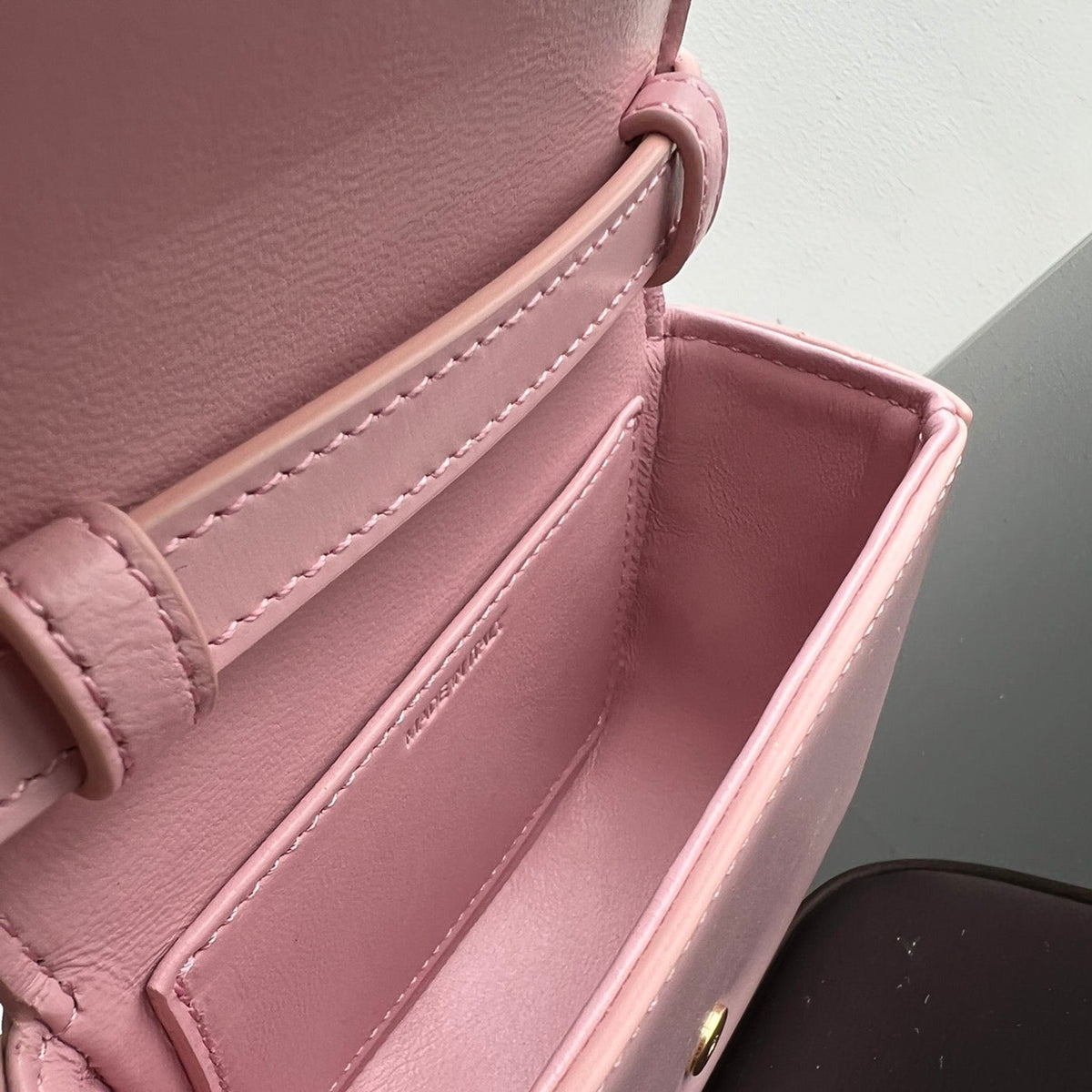 Celine Triomphe 11 Pastel Pink Shiny Calfskin Handbag