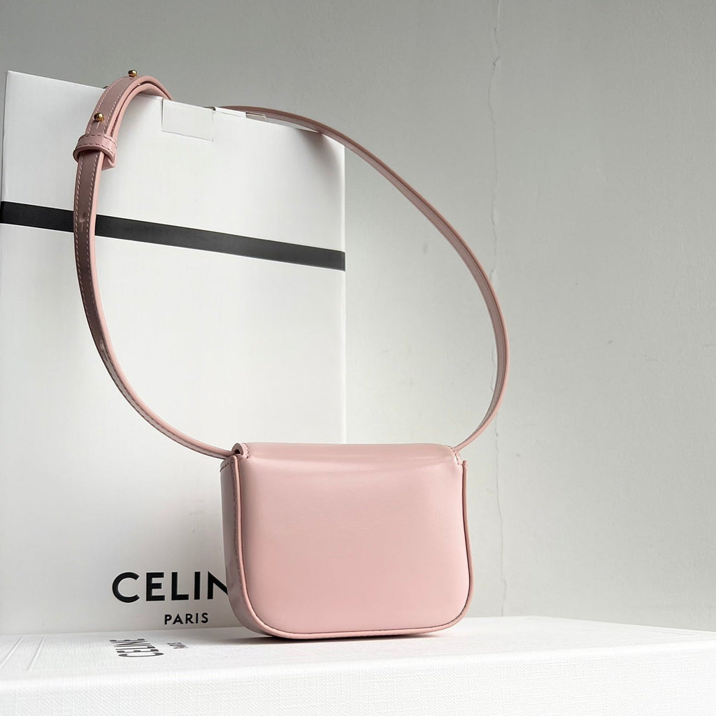Celine Triomphe 11 Pastel Pink Shiny Calfskin Handbag