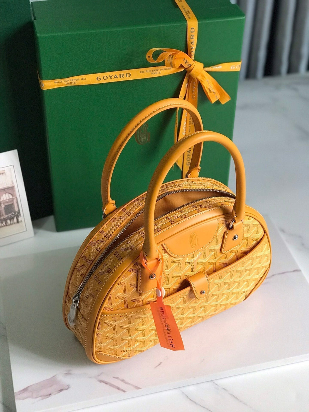 Goyard Saint Jeanne Mini Bag 26 in Yellow Goyardine Canvas and Calfskin