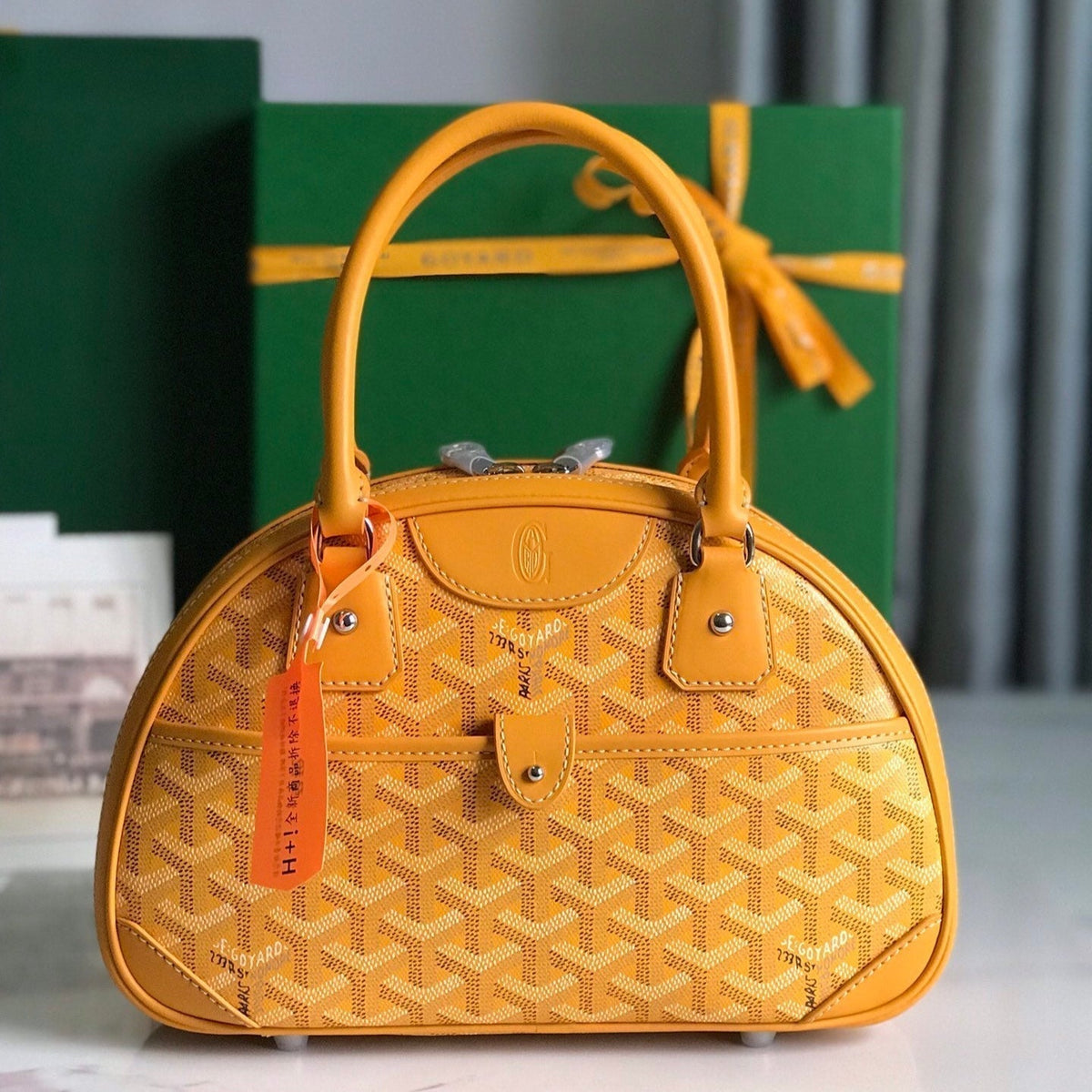 Goyard Saint Jeanne Mini Bag 26 in Yellow Goyardine Canvas and Calfskin
