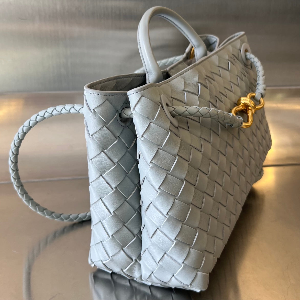 Bottega Veneta Small Andiamo 29 in Grey Lambskin Bag