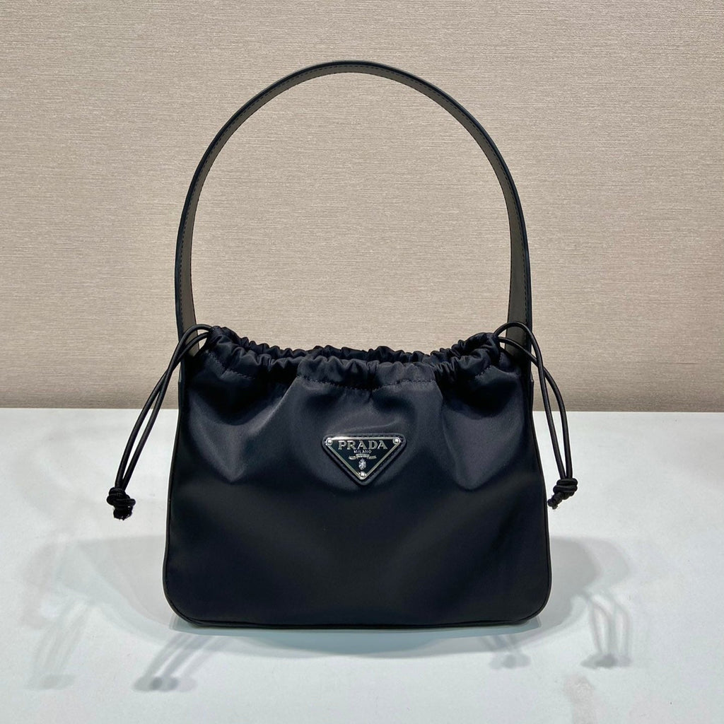 Prada Small Drawstring Bag 23 in Black Re-Nylon