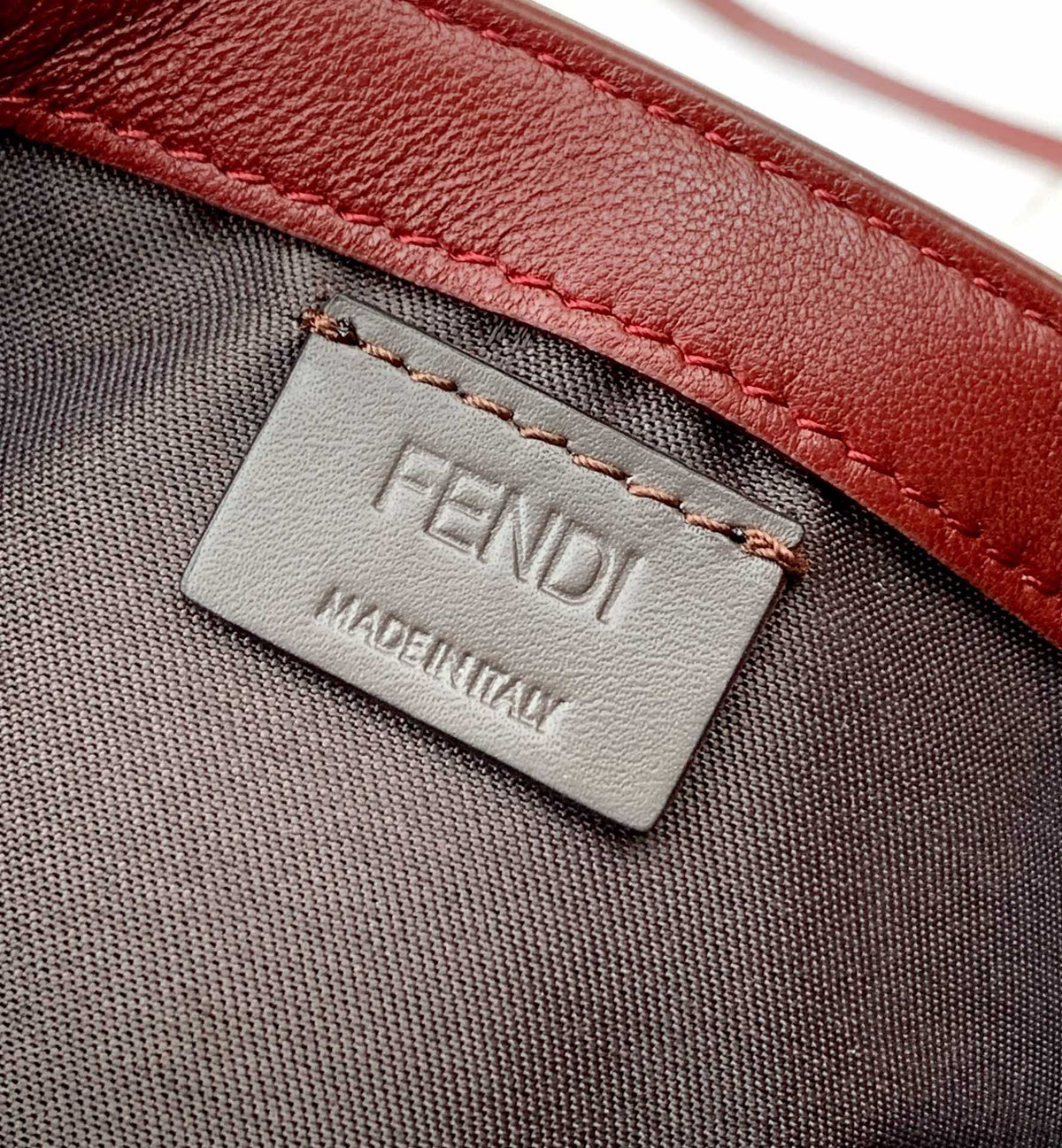 Mini Baguette Bag 20 with Ff Motif Burgundy Leather Ghw