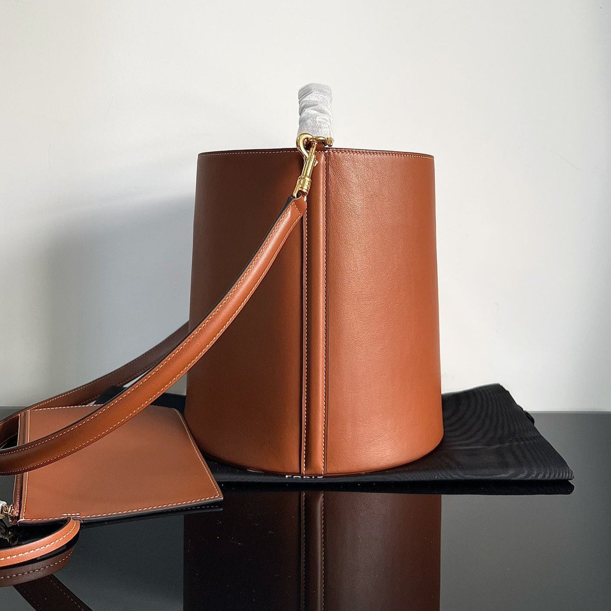 Celine Wool Bucket Bag 24 Rust Orange Original Calfskin
