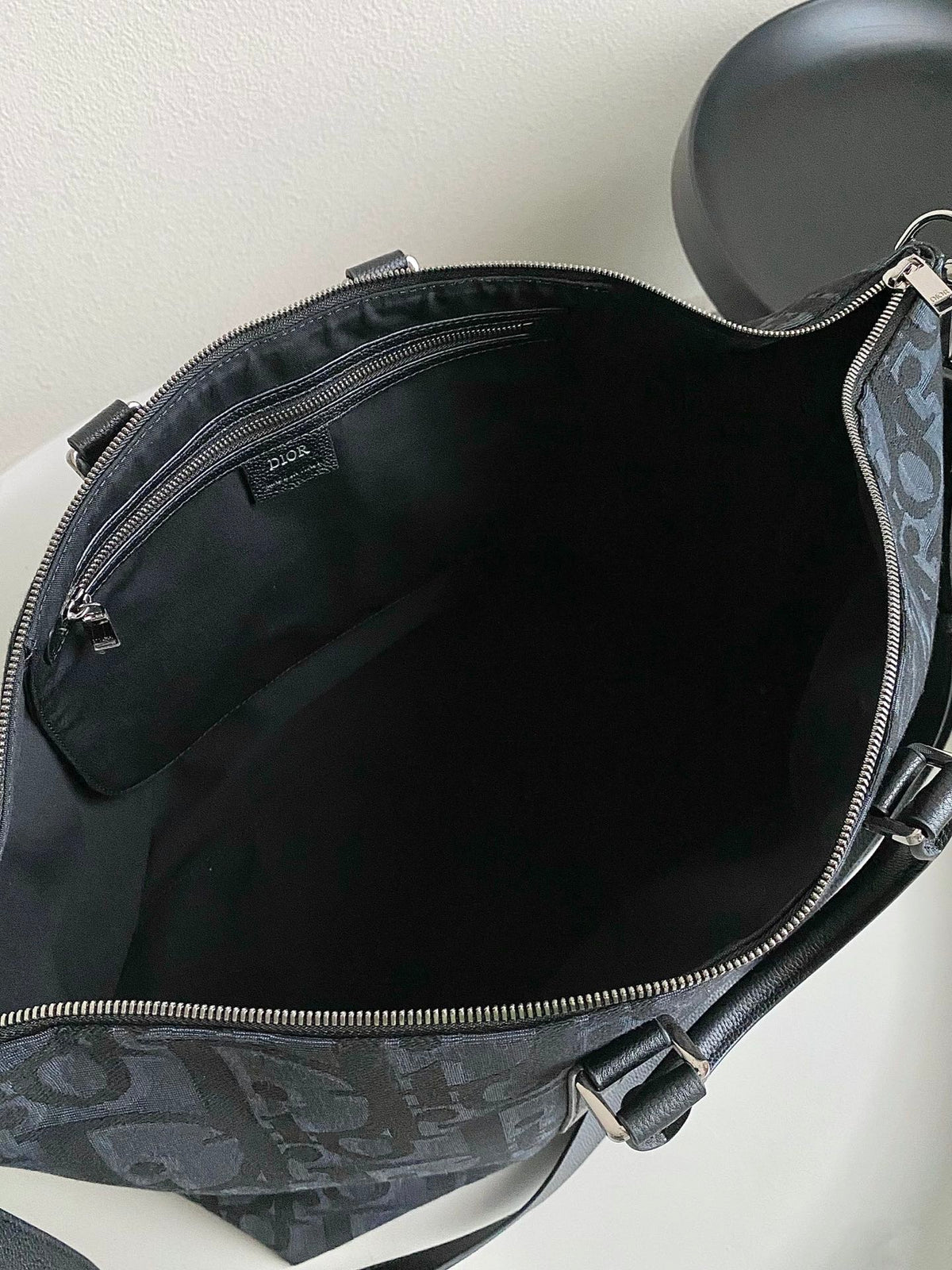 Dior Weekender 40 in Black Maxi Oblique Jacquard Bag