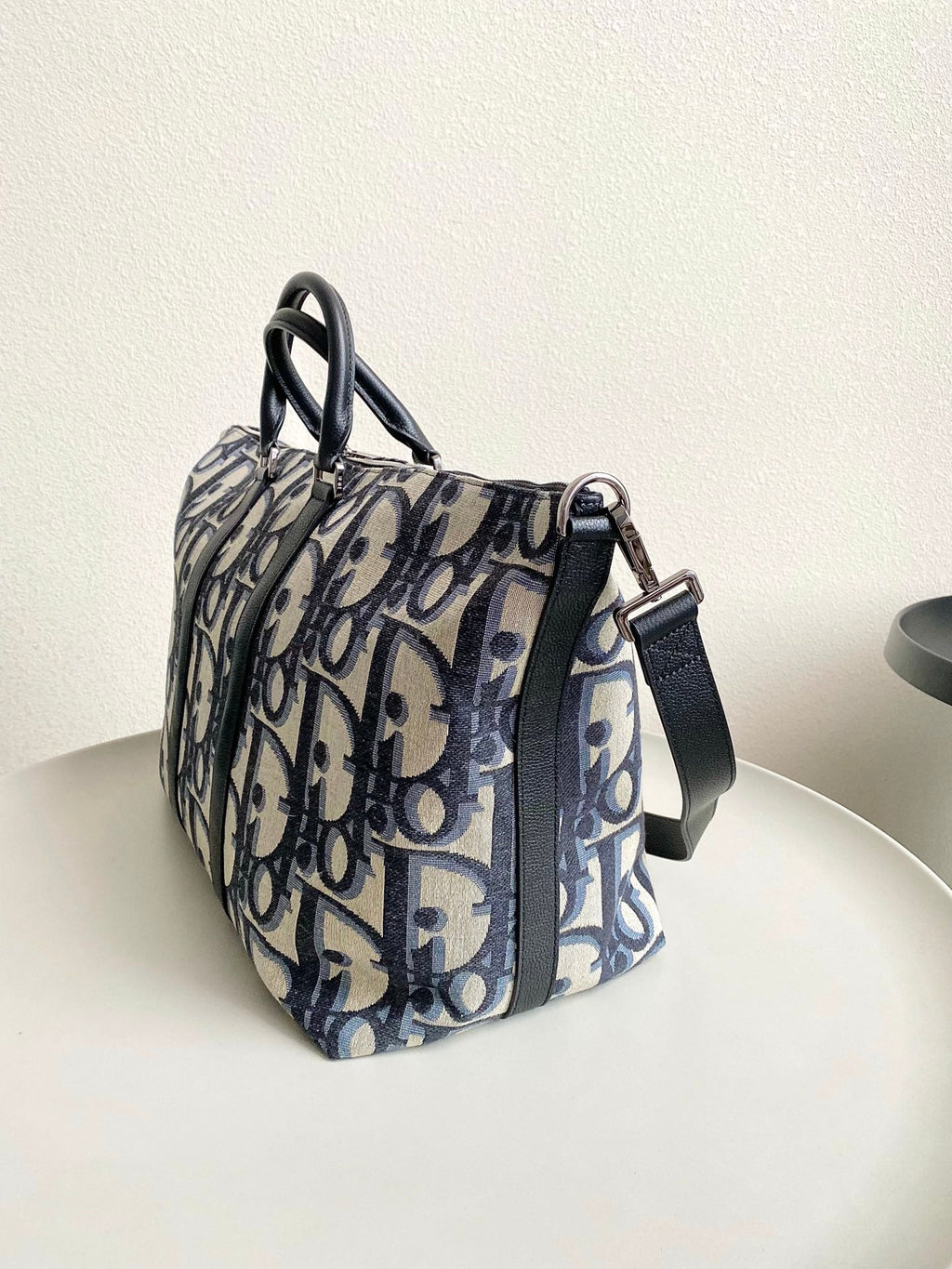 Dior Weekender 40 in Beige and Black Maxi Oblique Jacquard Bag