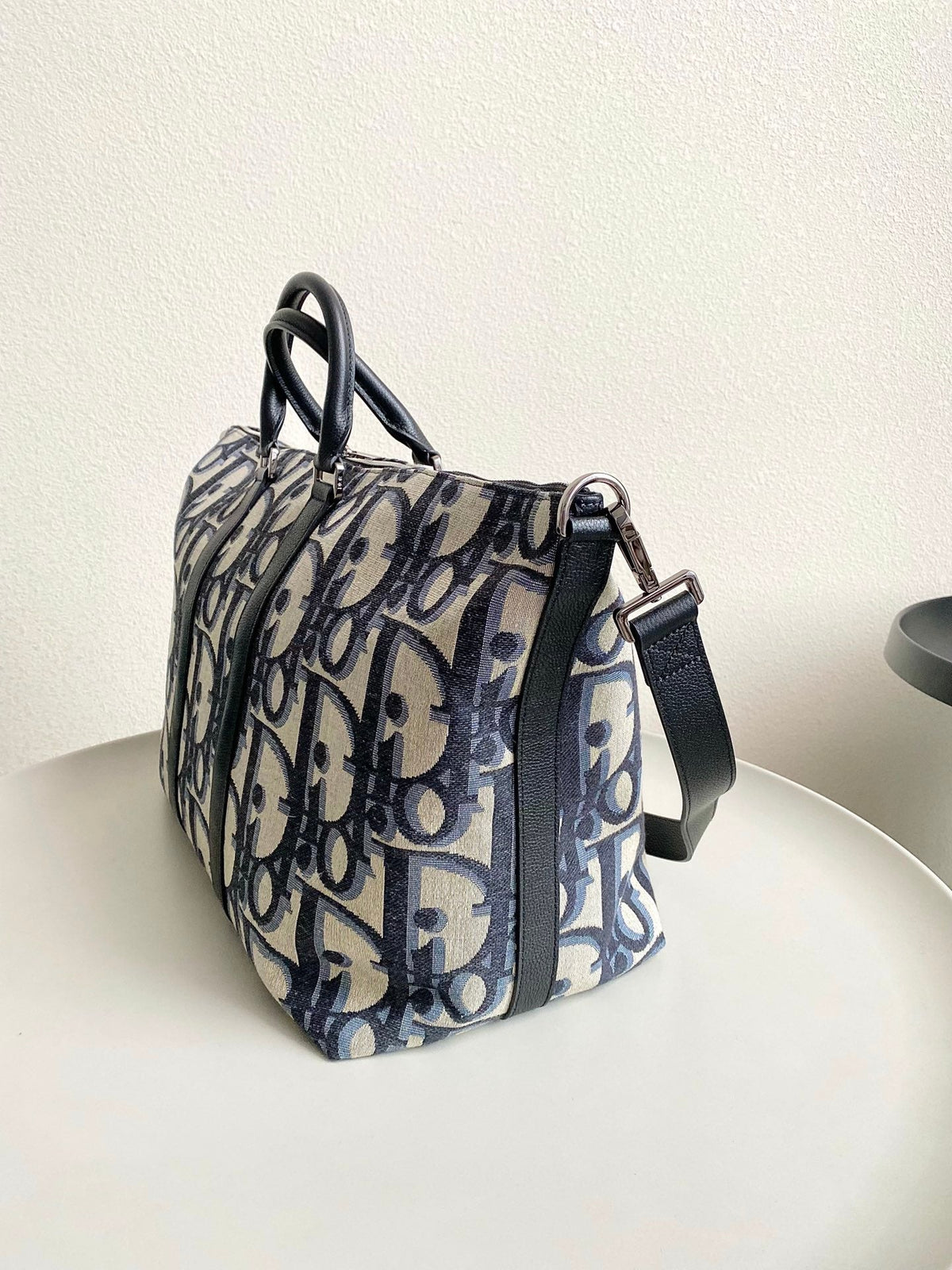 Dior Weekender 40 in Beige and Black Maxi Oblique Jacquard Bag