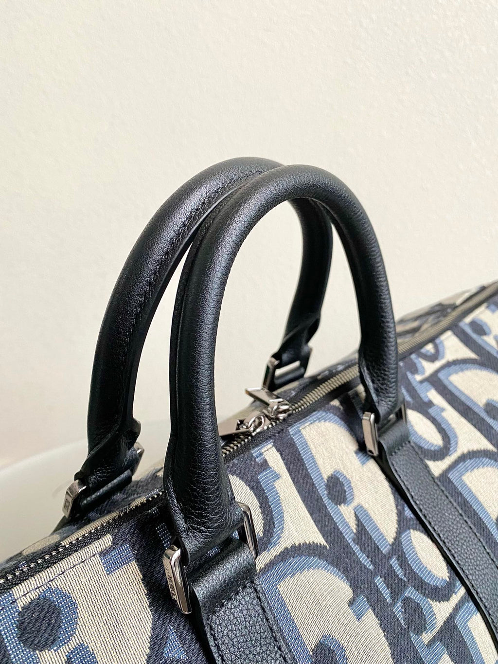 Dior Weekender 40 in Beige and Black Maxi Oblique Jacquard Bag