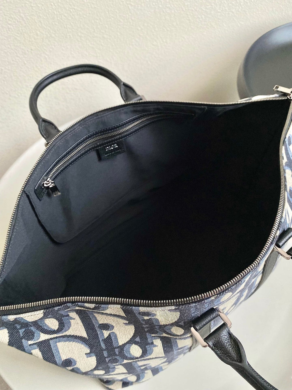 Dior Weekender 40 in Beige and Black Maxi Oblique Jacquard Bag