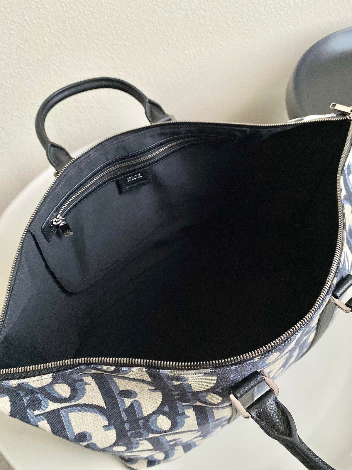Dior Weekender 40 in Beige and Black Maxi Oblique Jacquard Bag
