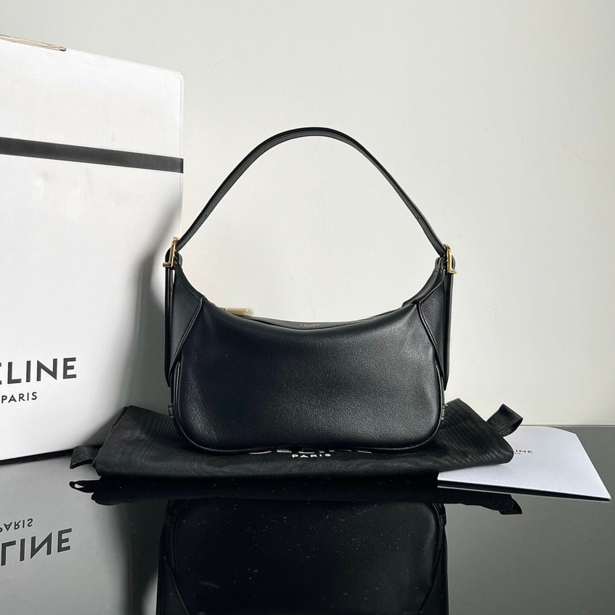 Celine Mini Soft 19 Calfskin Handbag Black