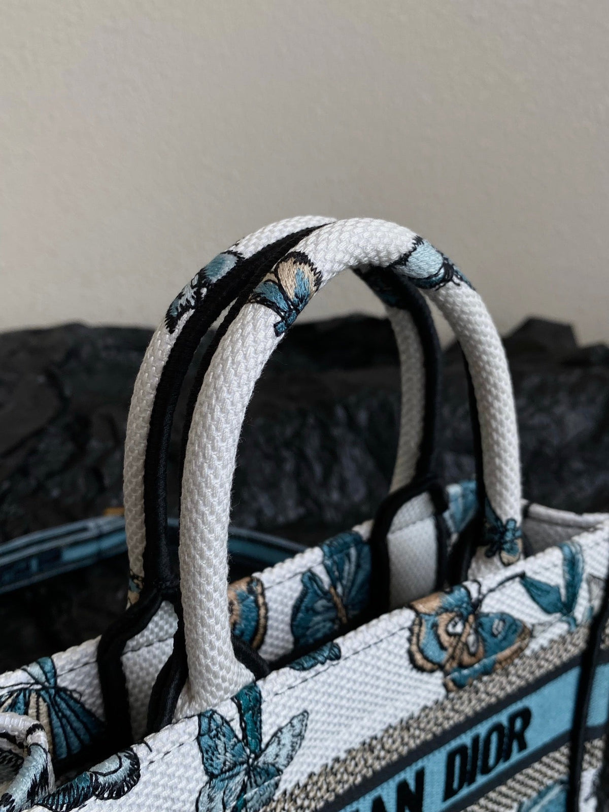 Dior Mini Book Tote 21 Butterfly Pattern Blue Calfskin
