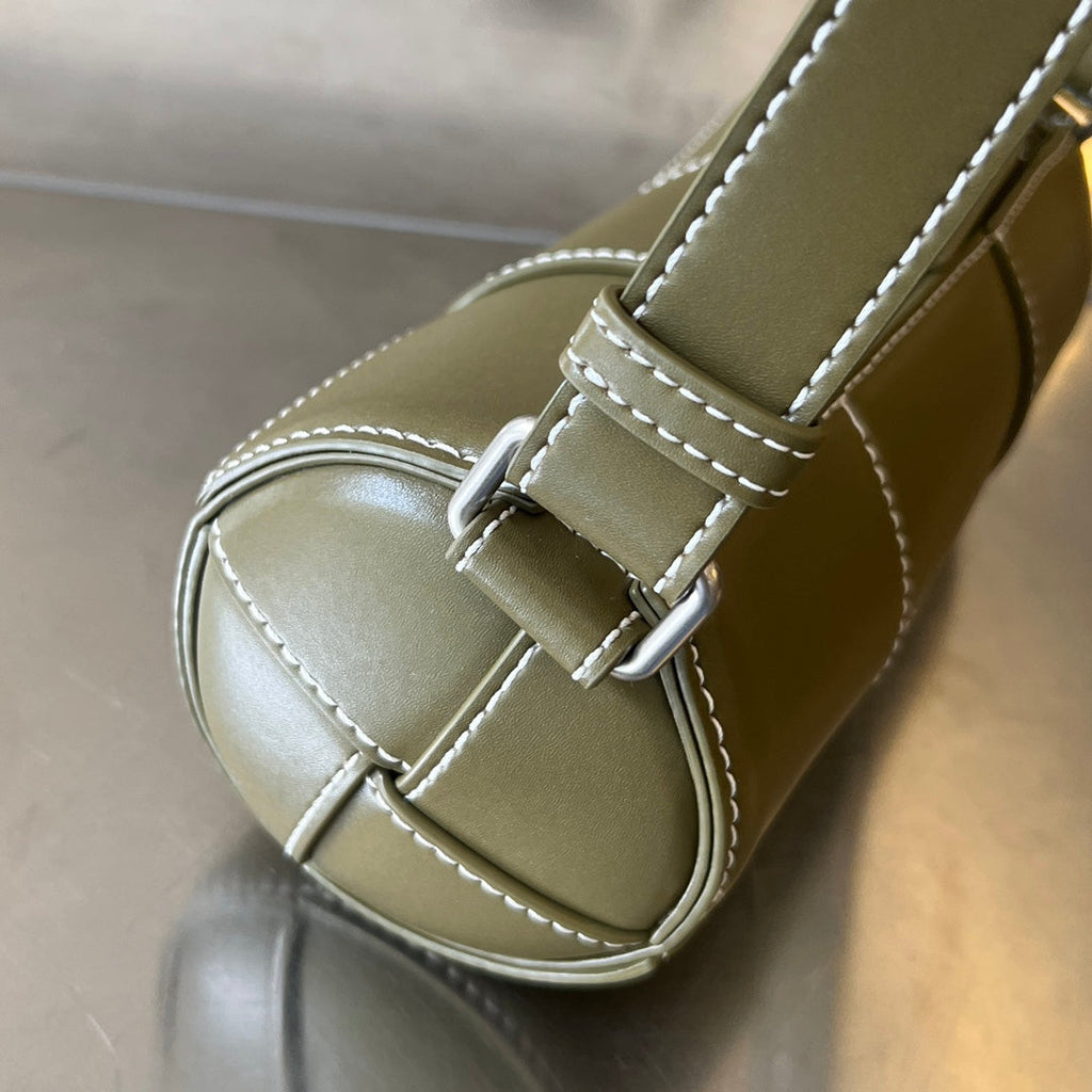 Bottega Veneta Small Cylinder Cassette 21 in Tobacco Brown Calfskin Bag