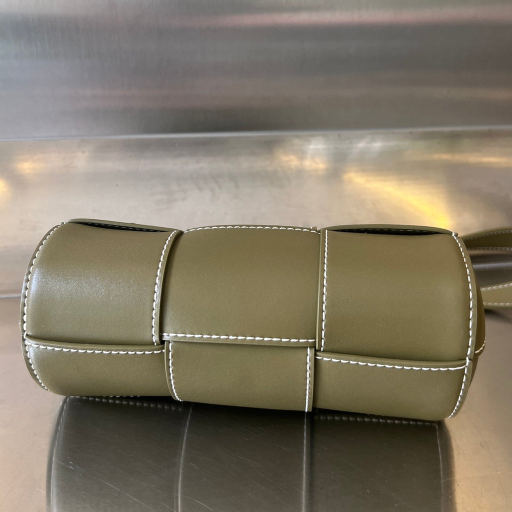 Bottega Veneta Small Cylinder Cassette 21 in Tobacco Brown Calfskin Bag