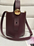 Loewe Mini 19 Pebble Bucket in Dark Burgundy Mellow Calfskin