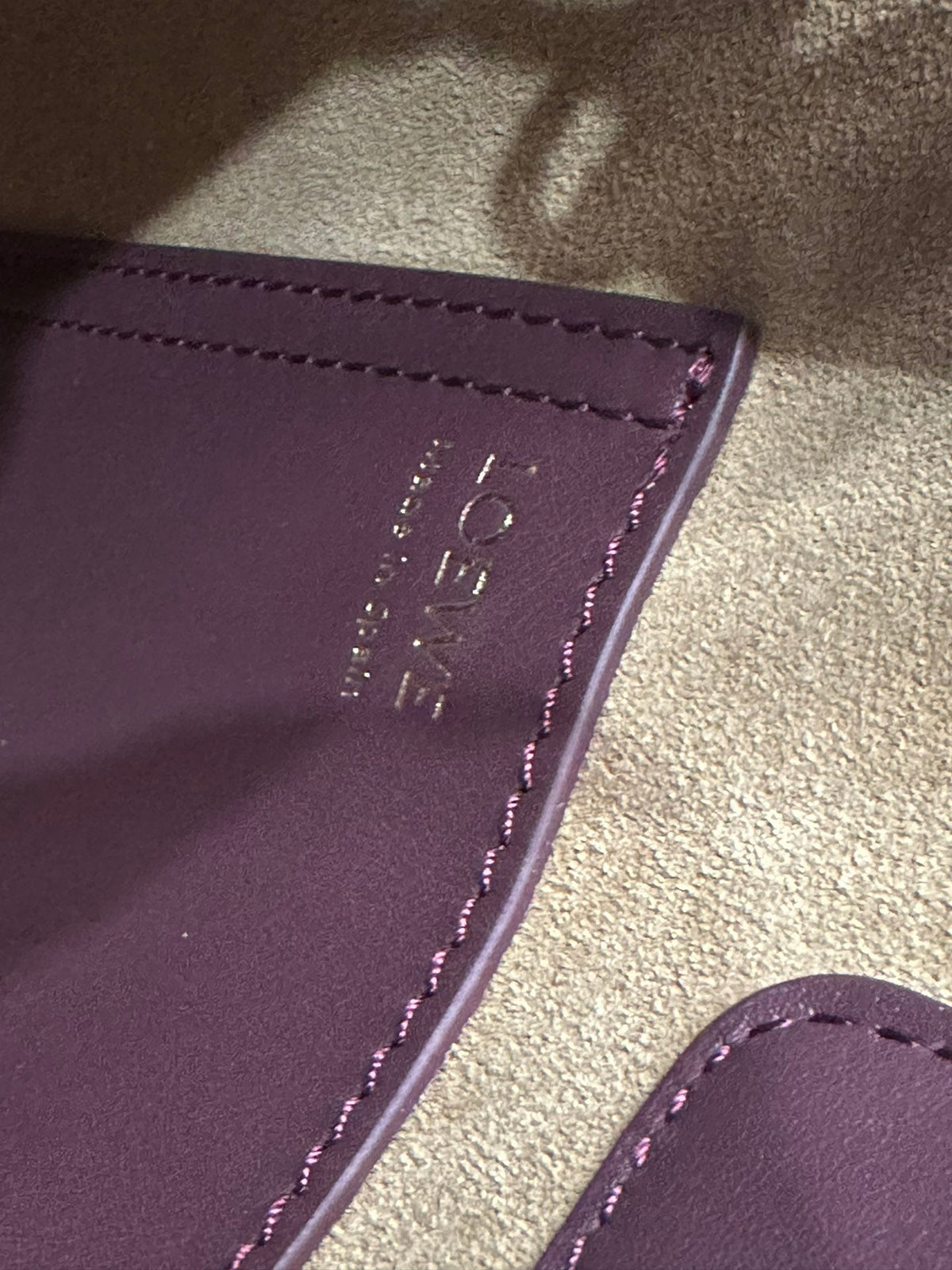 Loewe Mini 19 Pebble Bucket in Dark Burgundy Mellow Calfskin