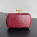 Bottega Veneta Knot 19 in Burgundy Red Crocodile Pattern Calfskin Bag