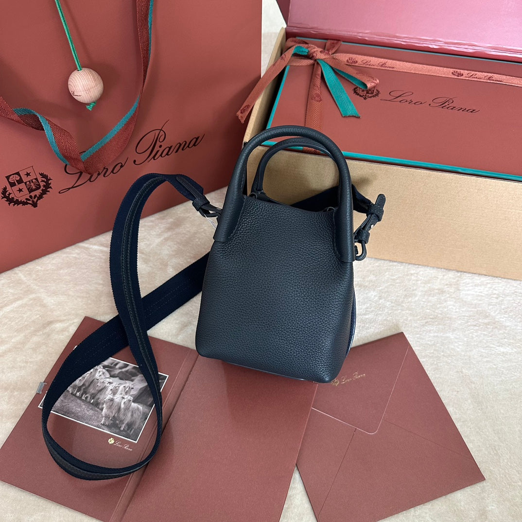 Loro Piana Micro Bale Bag in Dark Blue Calfskin 226599