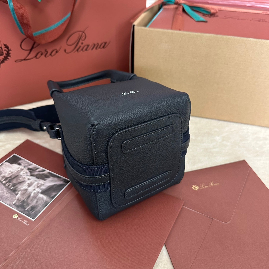 Loro Piana Micro Bale Bag in Dark Blue Calfskin 226599