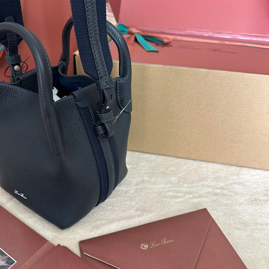 Loro Piana Micro Bale Bag in Dark Blue Calfskin 226599