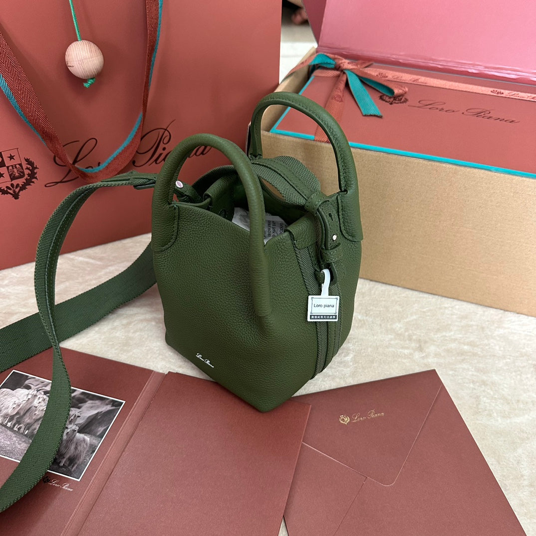 Loro Piana Micro Bale Bag in Army Green Calfskin