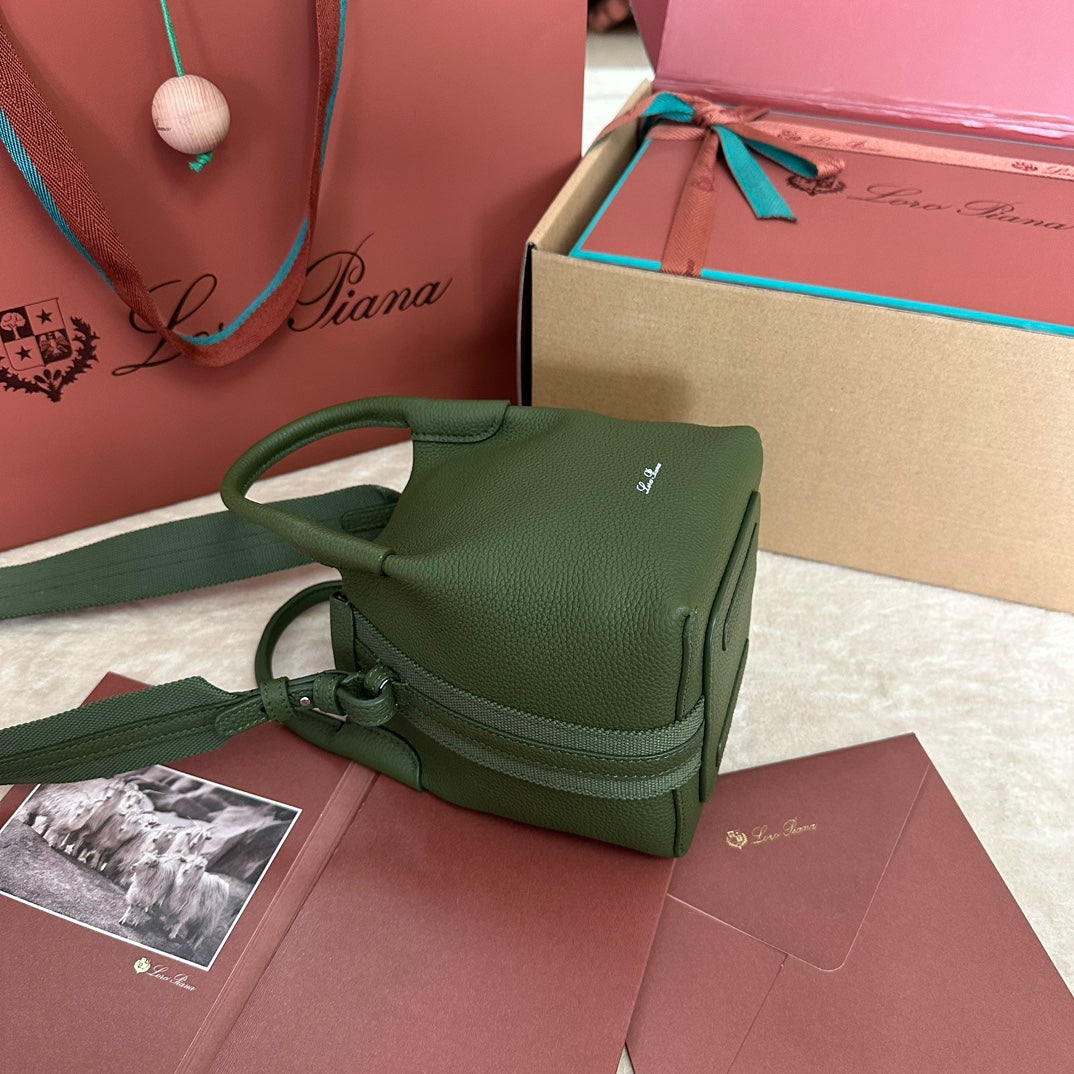 Loro Piana Micro Bale Bag in Army Green Calfskin