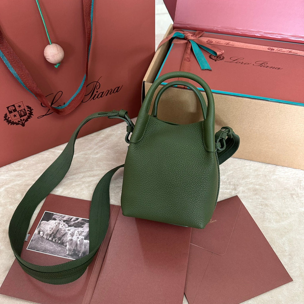 Loro Piana Micro Bale Bag in Army Green Calfskin