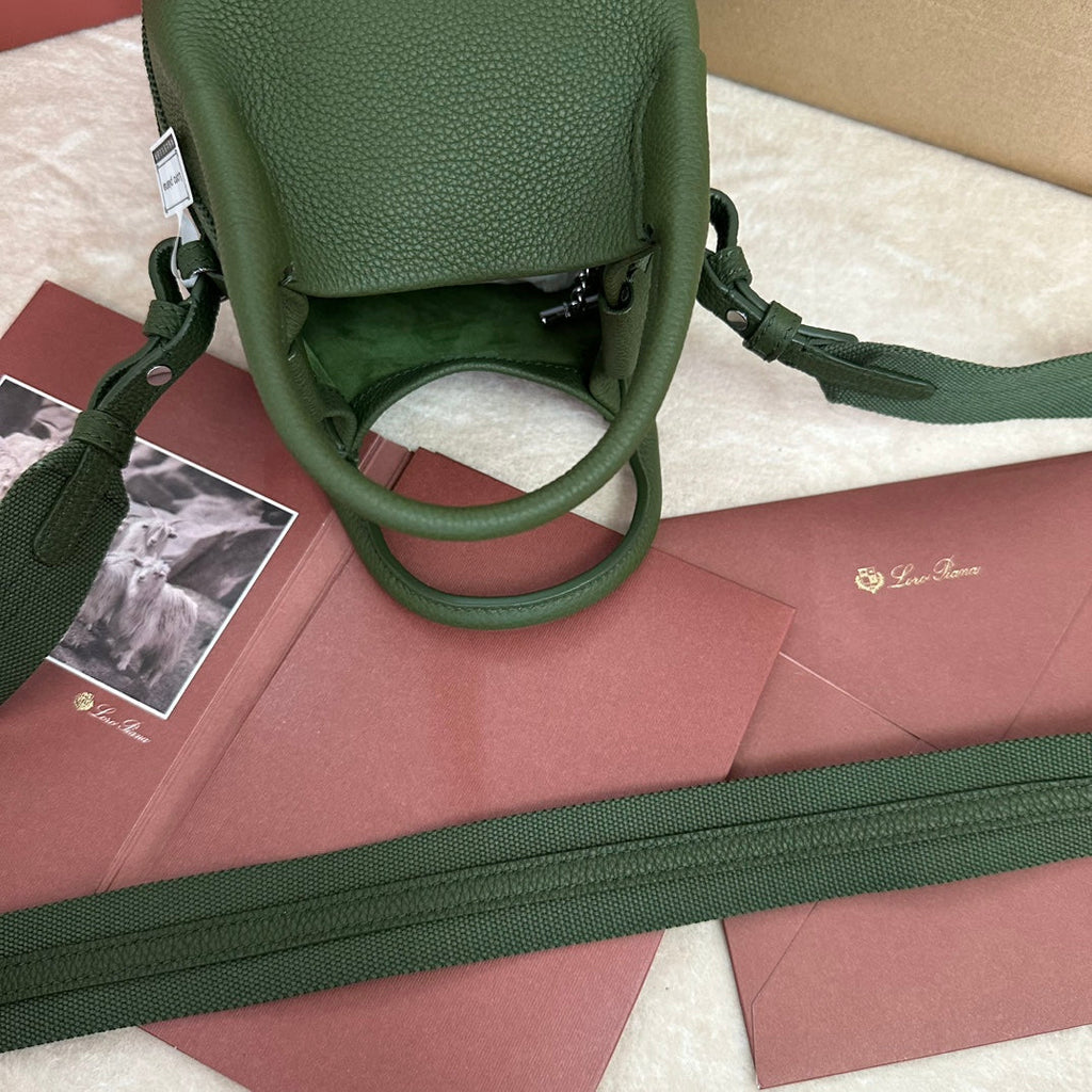 Loro Piana Micro Bale Bag in Army Green Calfskin
