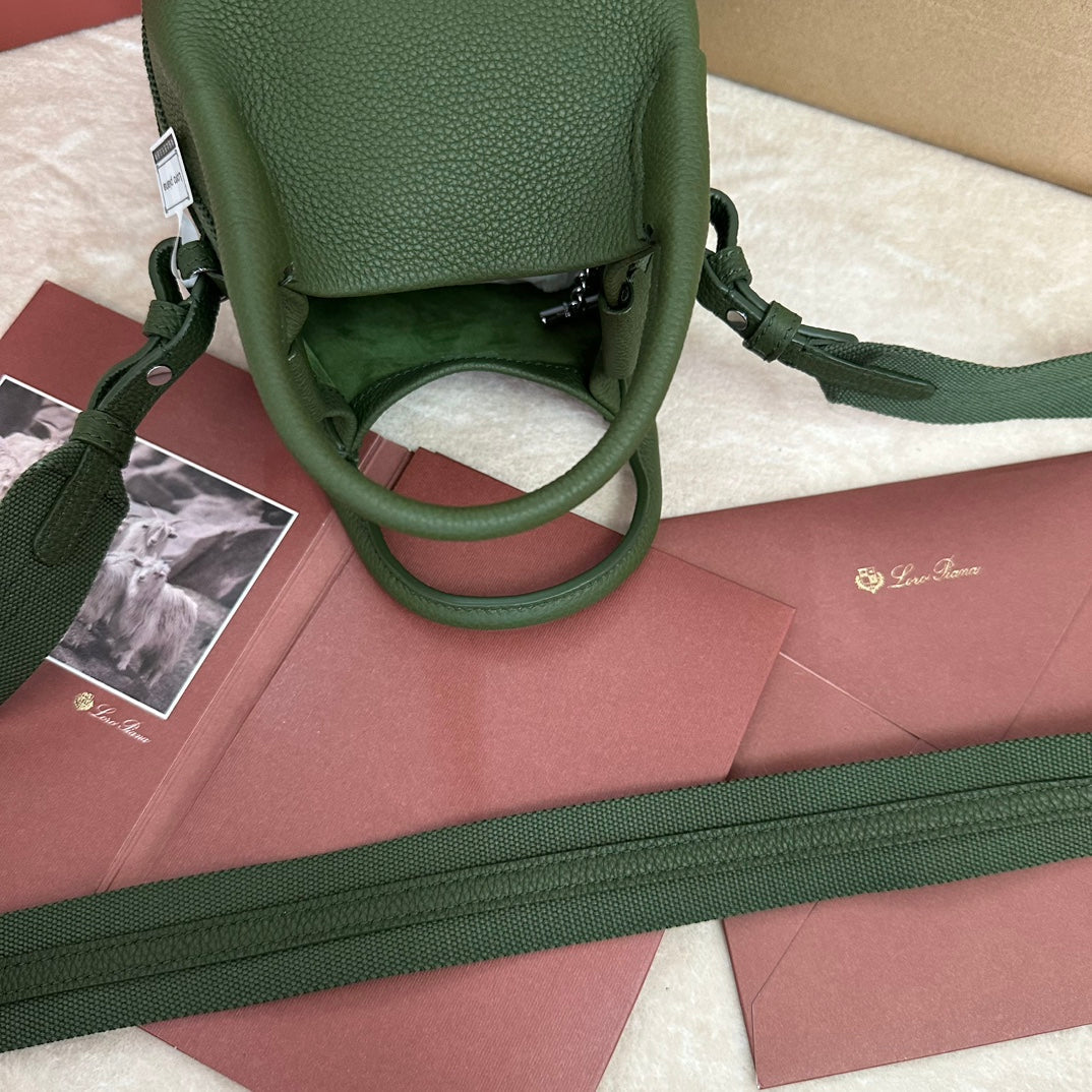 Loro Piana Micro Bale Bag in Army Green Calfskin