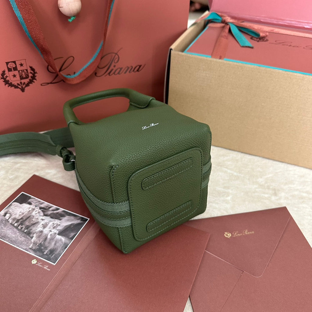 Loro Piana Micro Bale Bag in Army Green Calfskin