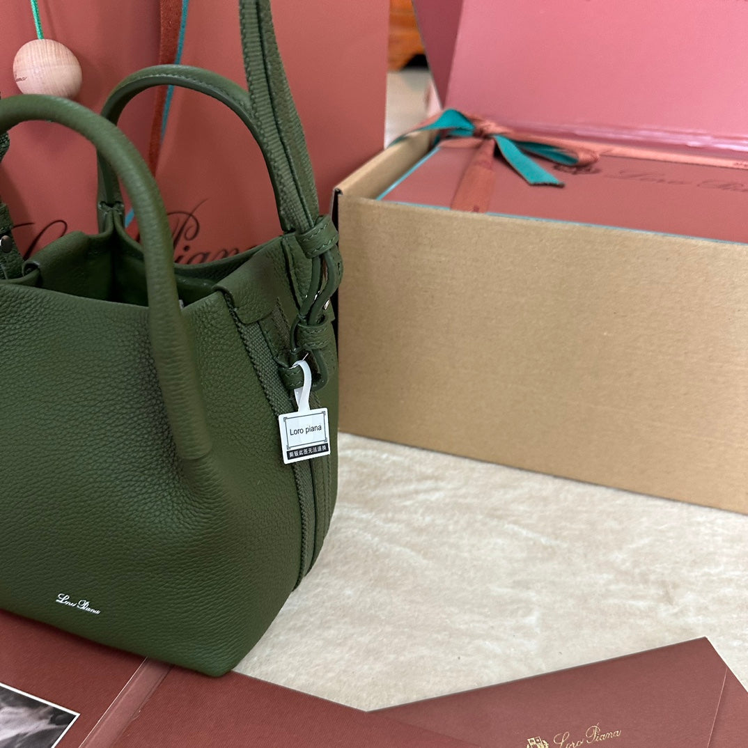 Loro Piana Micro Bale Bag in Army Green Calfskin