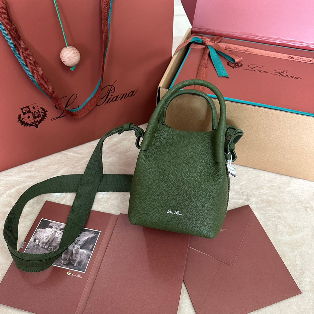 Loro Piana Micro Bale Bag in Army Green Calfskin