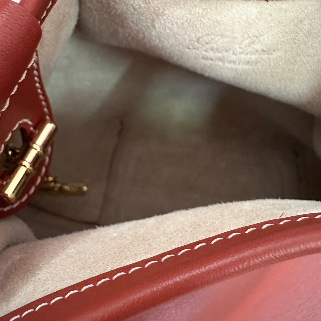 Loro Piana Micro Bale Bag in Mars Red Calfskin