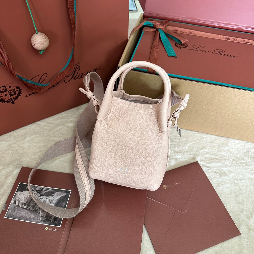Loro Piana Micro Bale Bag in Pale Pink Calfskin