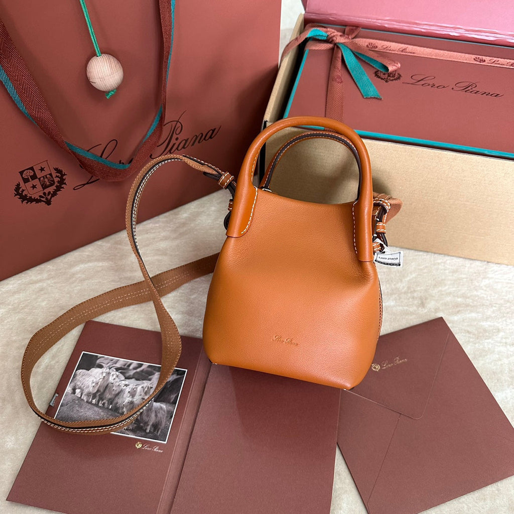 Loro Piana Micro Bale Bag in Tiger Orange Calfskin