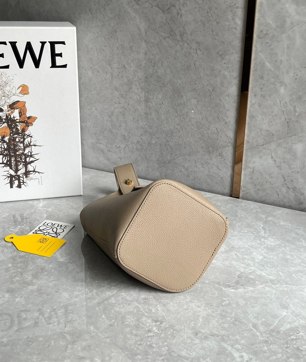 Loewe Mini 19 Pebble Bucket in Camel Brown Mellow Calfskin