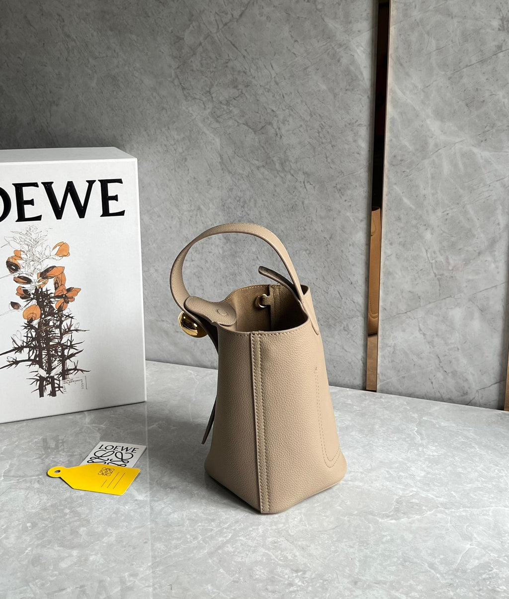 Loewe Mini 19 Pebble Bucket in Camel Brown Mellow Calfskin