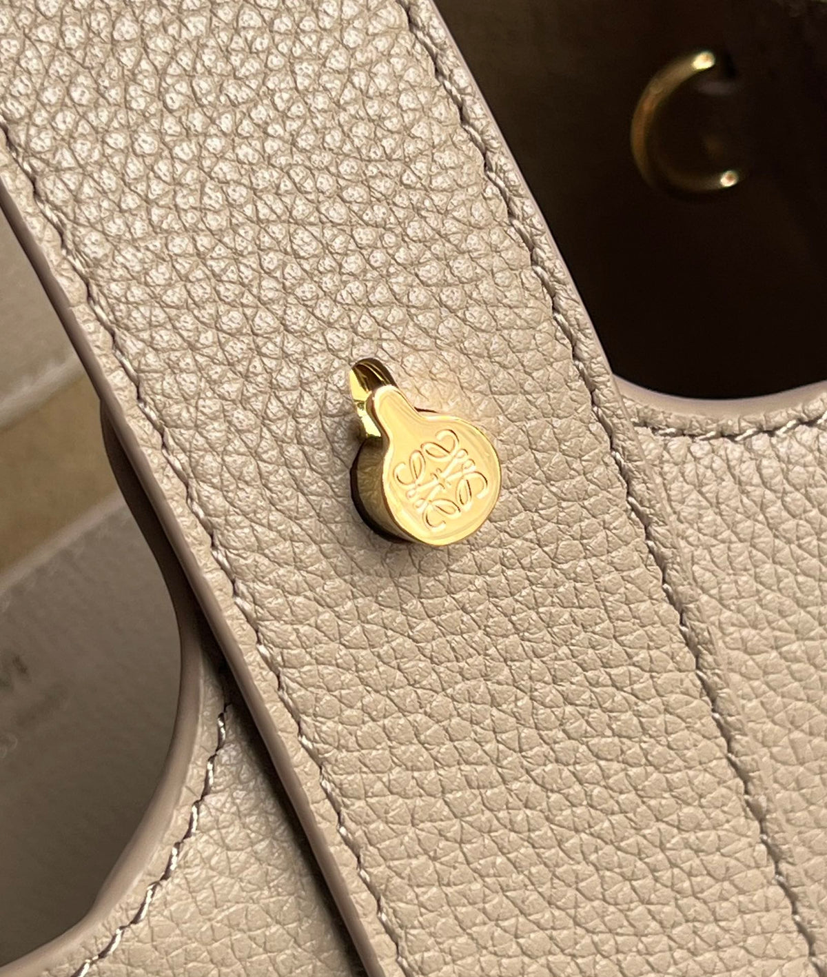 Loewe Mini 19 Pebble Bucket in Camel Brown Mellow Calfskin