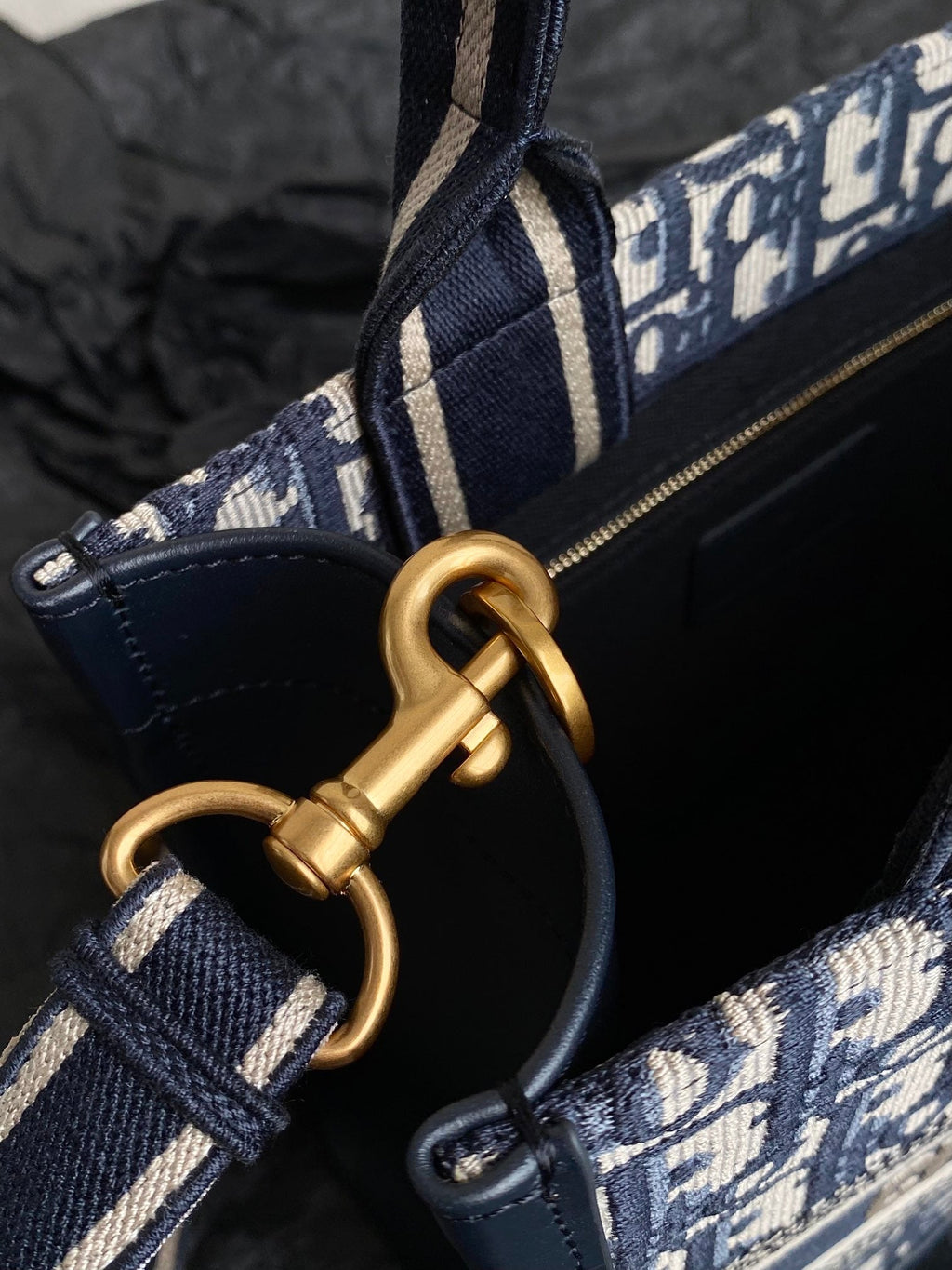 Dior Mini Book Tote 26 Blue Oblique Embroidery