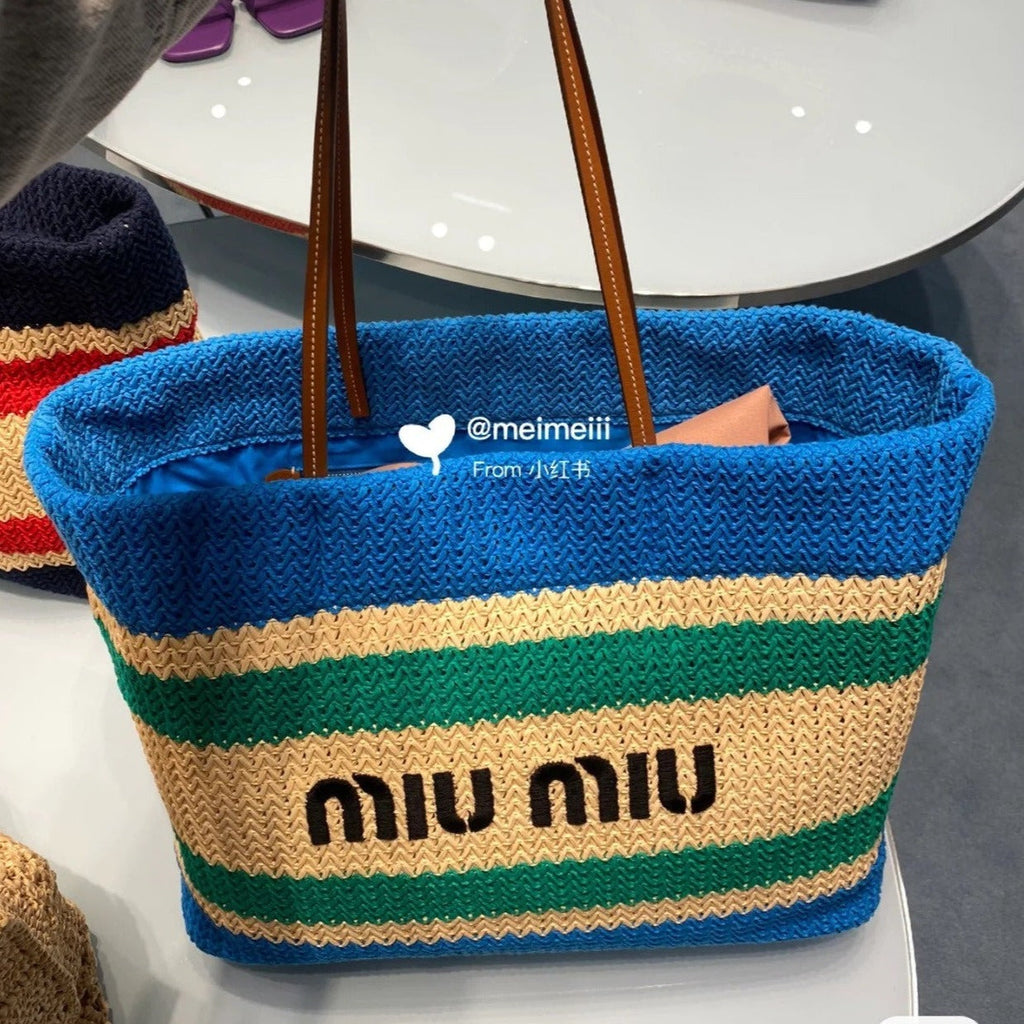 Shopping Bag 38 in Colorful Raffia Woven - Hand