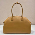 Prada Larger Tote Bag 48 with Zipper Closure in Cider Brown Smooth Calfskin