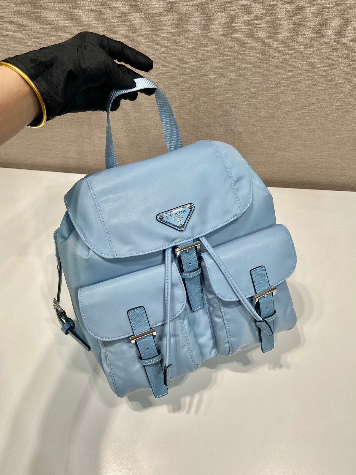 Prada Small Backpack 28 in Sky Blue Parachute Fabric